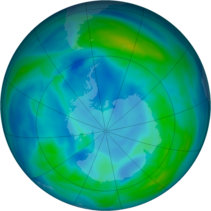 Antarctic ozone map for 07 May 2007
